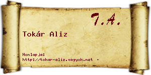 Tokár Aliz névjegykártya